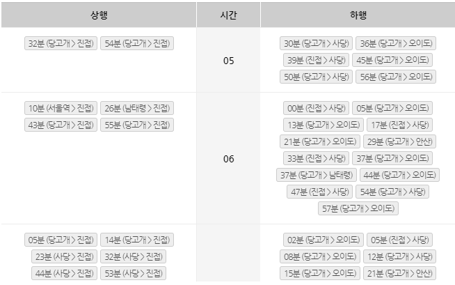 서울지하철 4호선 시간표 막차 첫차 시간